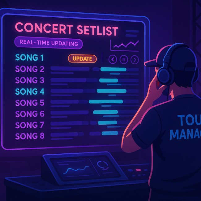 illustration of an auto-updating live setlist dashboard