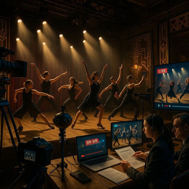 Jazz dance show filmed with VR and livestream equipment