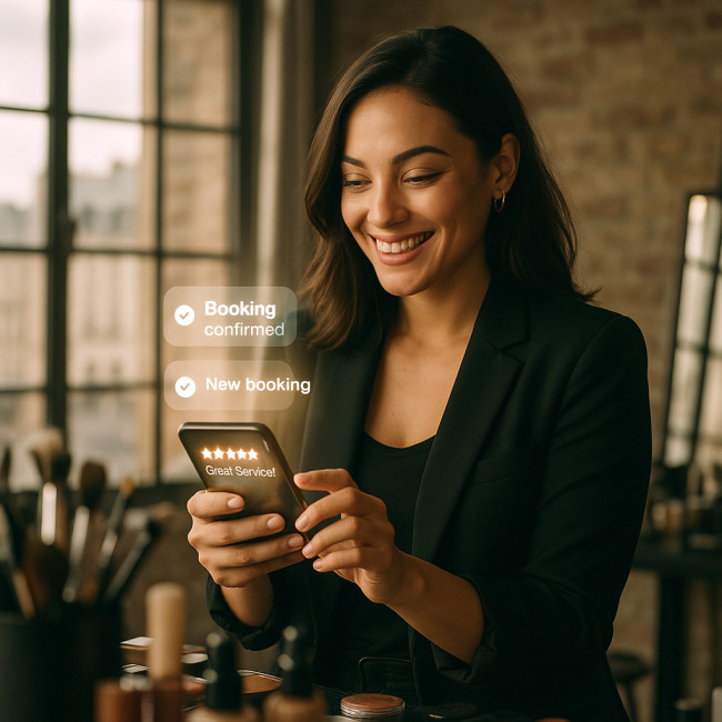 successful makeup artist reading booking notifications