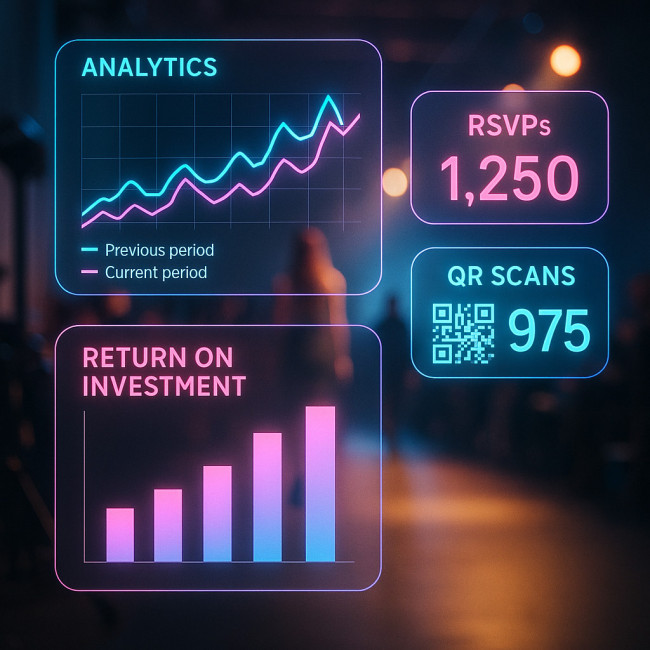 Analytics overlay on fashion runway background