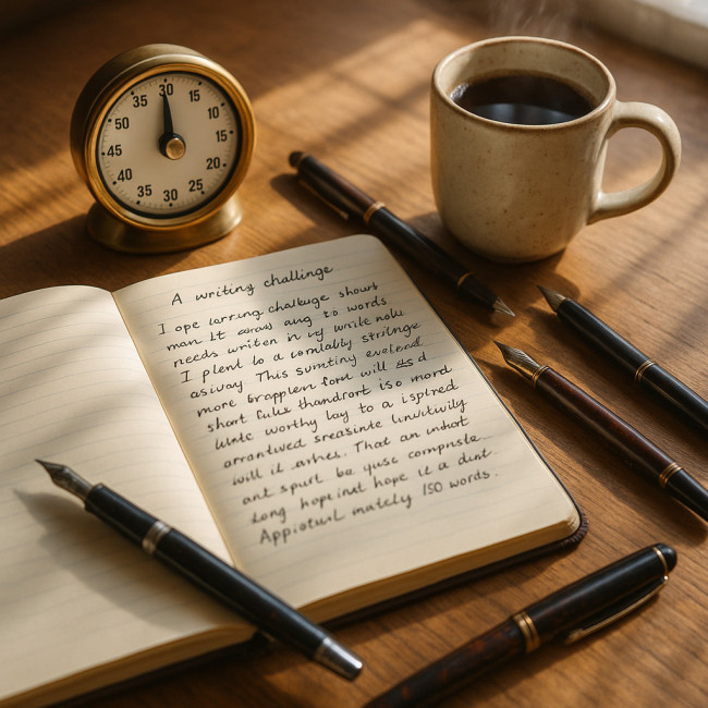 writer desk scene during a focused micro-writing session