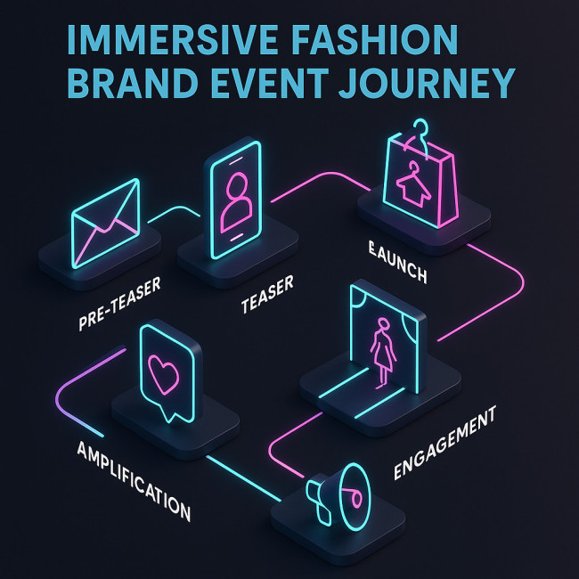 Infographic showing six phases of an immersive brand event journey