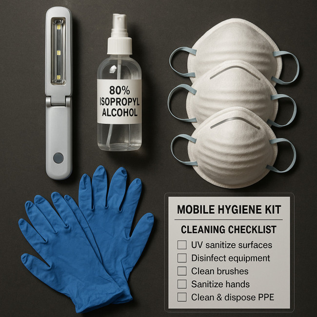 mobile hygiene kit for SFX makeup on set