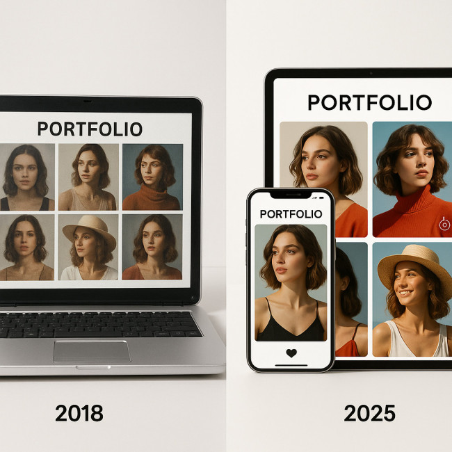 before and after model portfolio visual comparison