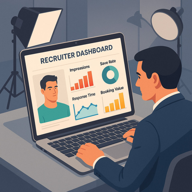 dashboard showing male model directory analytics