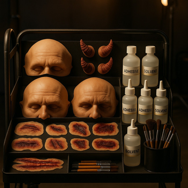 modular prosthetic kit ready for quick swaps on set