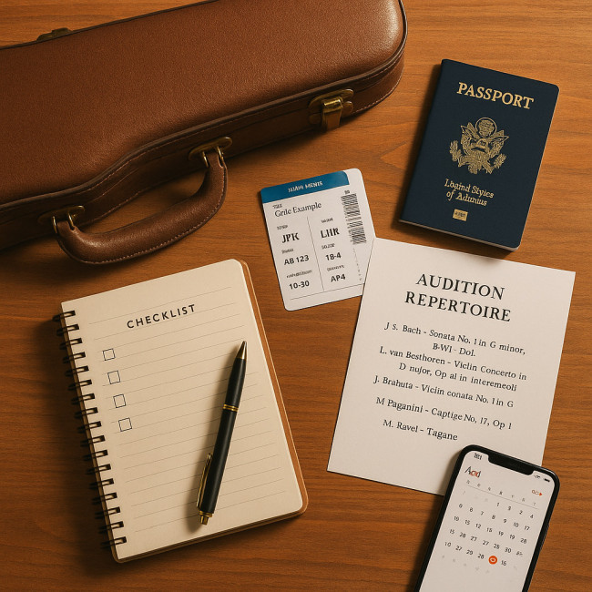 travel checklist items for an international music student