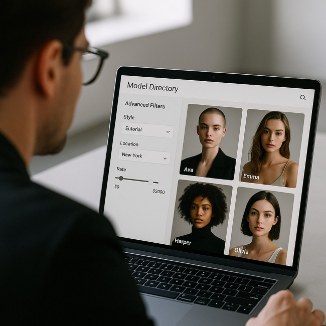 creative director browsing digital model directory