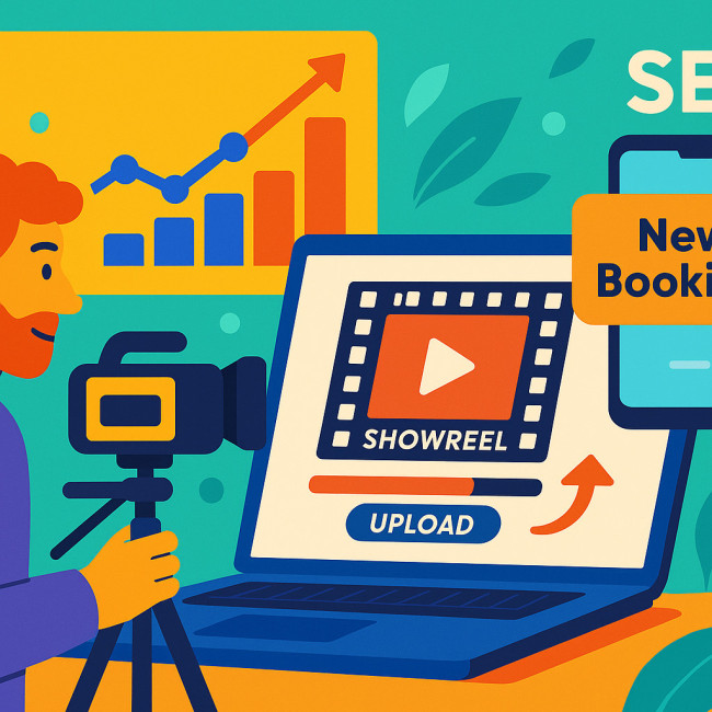 Videographer uploads showreel and receives booking notification