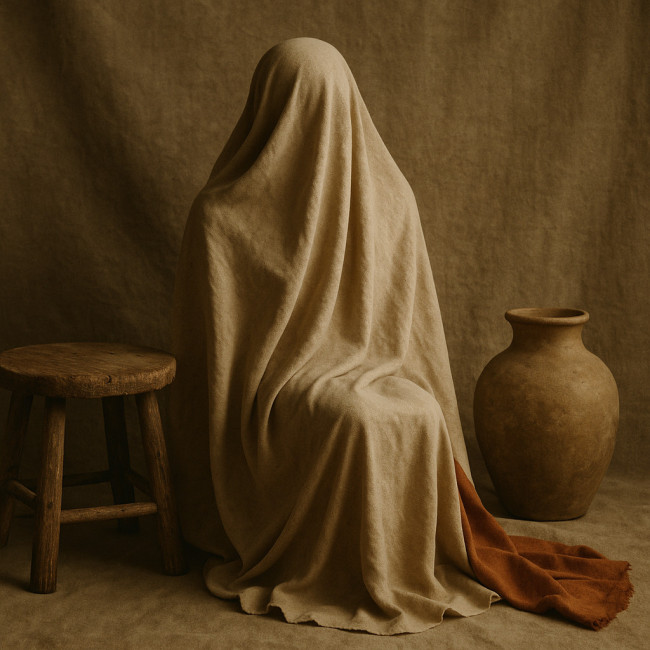 Artistic nude composition with organic textures and earthy tones