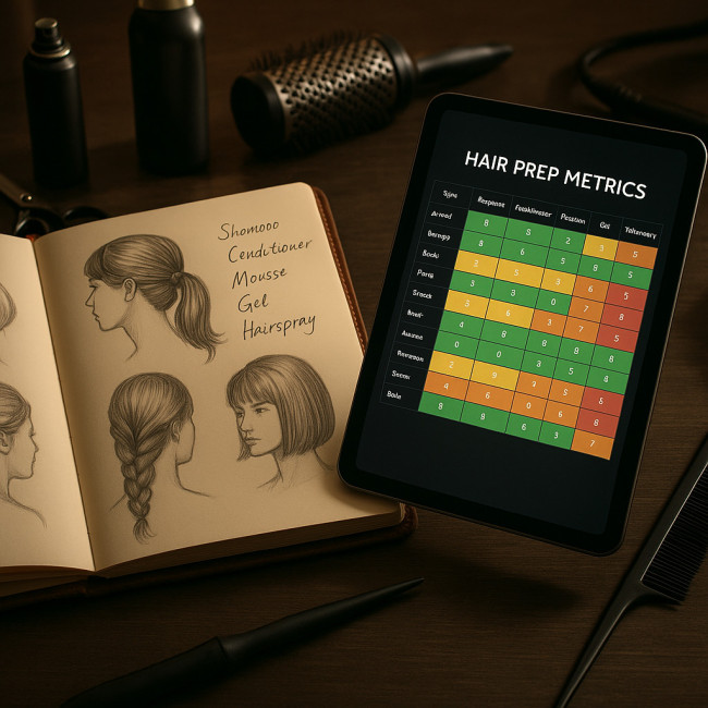 Notebook and tablet showing a coiffeur skill journal