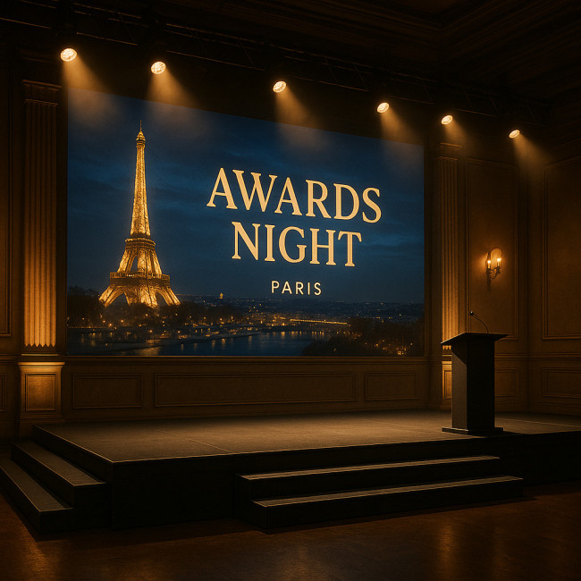 Paris corporate awards stage with projection mapping