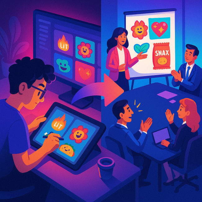 Illustration of personal experiment evolving into commercial campaign
