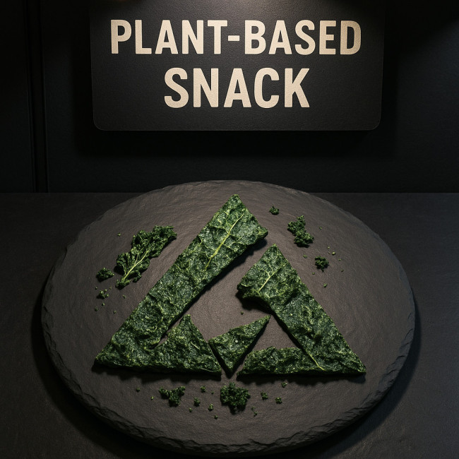 kale shard logo installation for plant-based snack rebrand