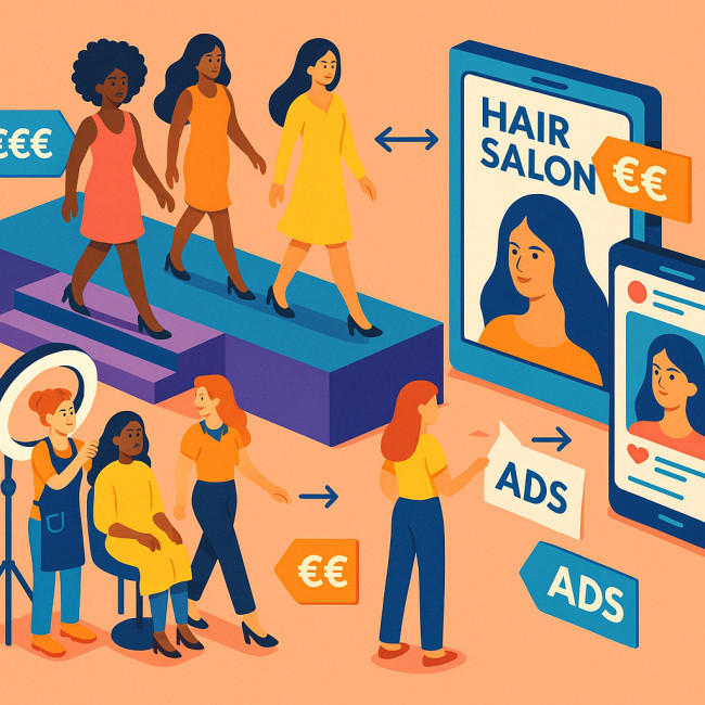 illustration comparing salon pop-up budget with traditional advertising