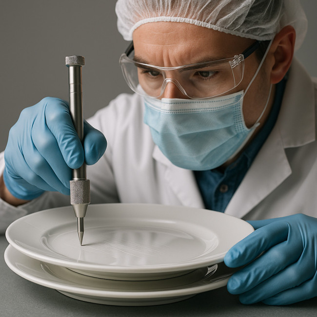 scratch test on porcelain plates