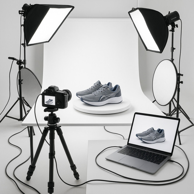 product photography studio with turntable