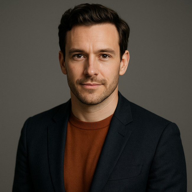 professional actor headshot on neutral background