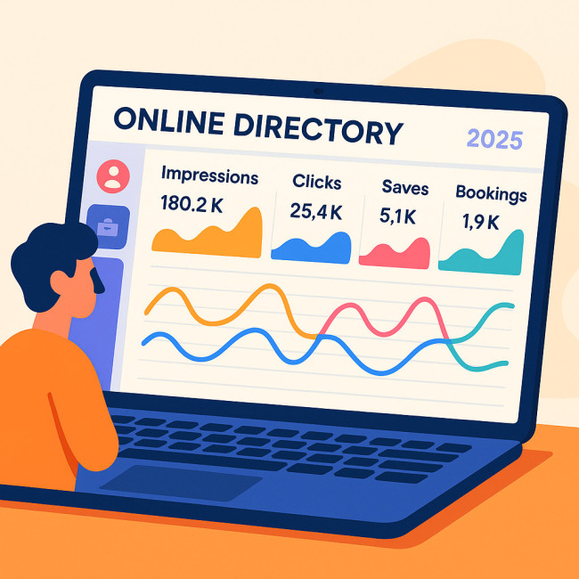 Illustrated creative profile analytics dashboard