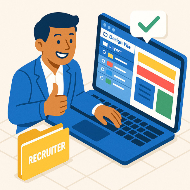 Recruiter quickly edits and approves a layered design