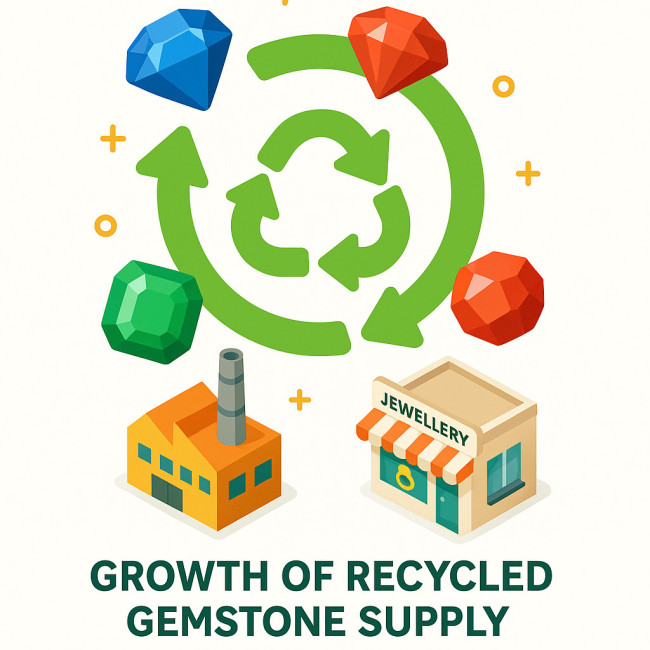 Infographic illustrating projected growth of recycled gemstone supply chain