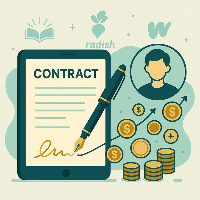illustration of signing a royalty-share contract