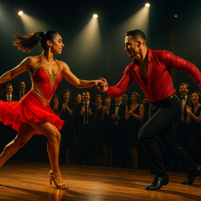Salsa dancers performing at corporate gala