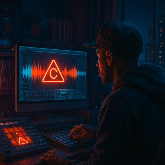 Producer sees copyright alert on DAW screen