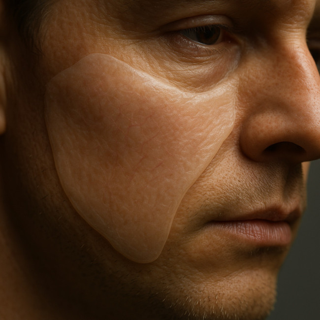 macro of silicone prosthetic on actor's skin