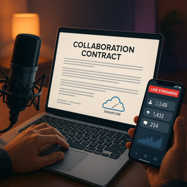 Singer using digital tools to manage collaboration contracts