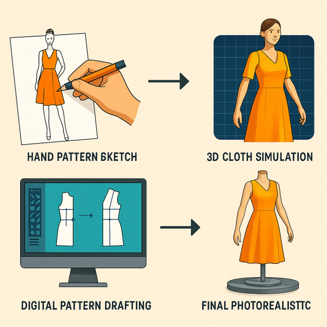 workflow from sketch to 3D render