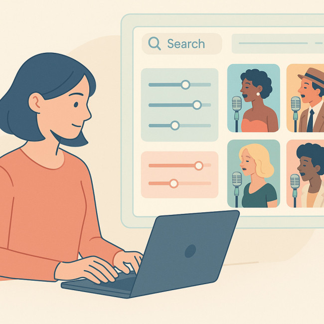 Recruiter using smart search filters to find jazz singers