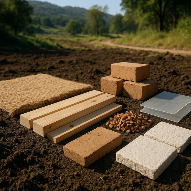 Assorted soil-safe materials on topsoil
