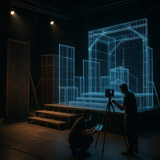 LiDAR scanning a theatre stage to create a digital twin