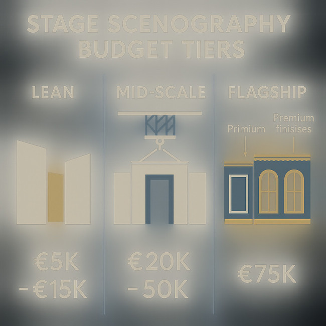 Infographic of stage scenography budget tiers