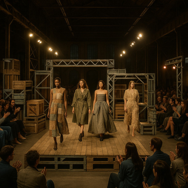 LED-lit sustainable fashion runway