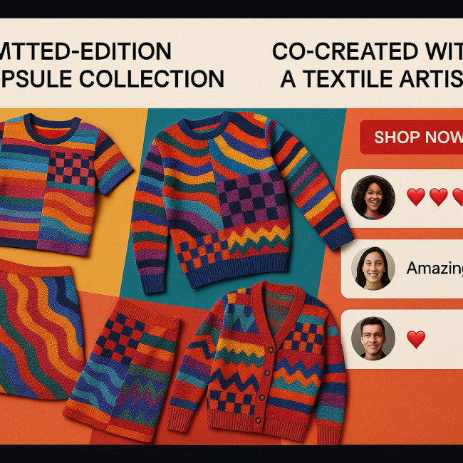 mockup of limited edition textile artist capsule collection