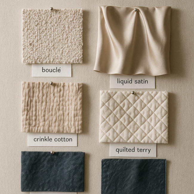 Moodboard displaying various fabric textures