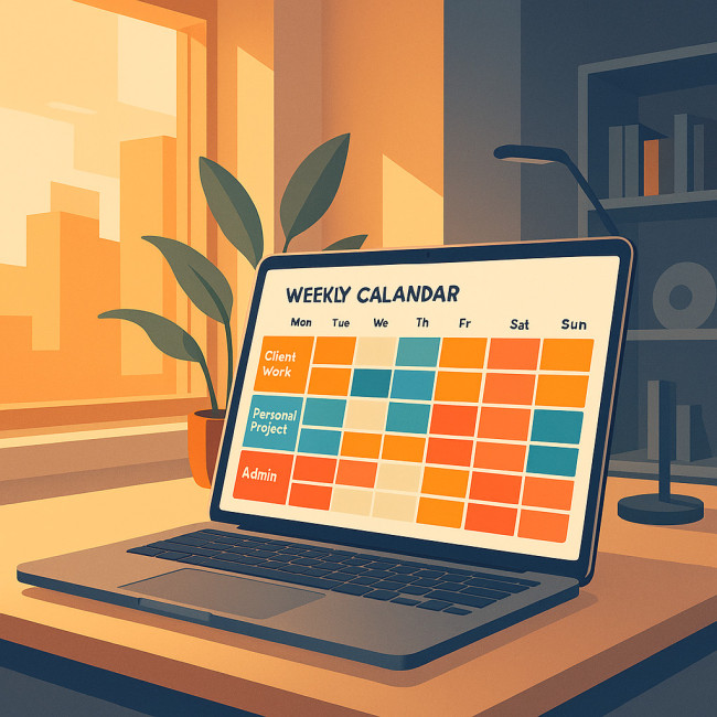 Color-coded time-blocking calendar illustration
