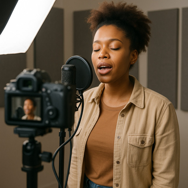 Remote audition camera and lighting setup