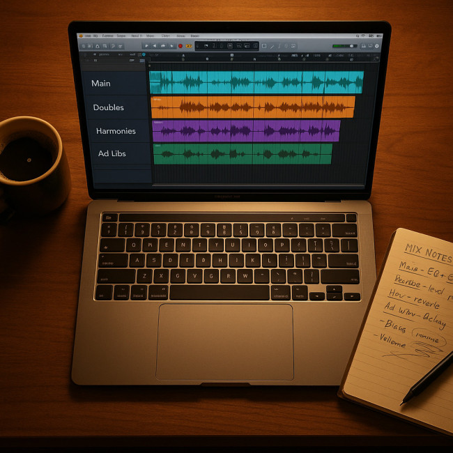 Labeled vocal stems in digital workstation
