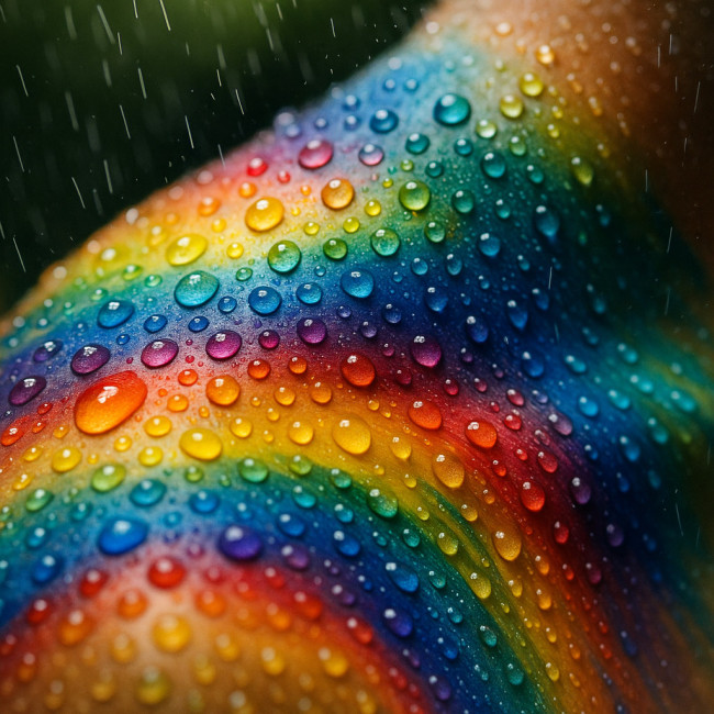 Water droplets beading on waterproof body paint