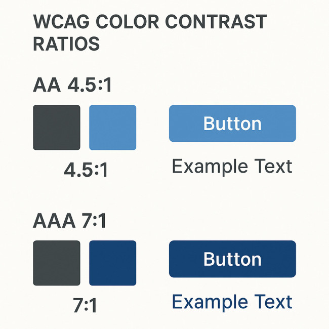Infographic showing WCAG colour contrast ratios
